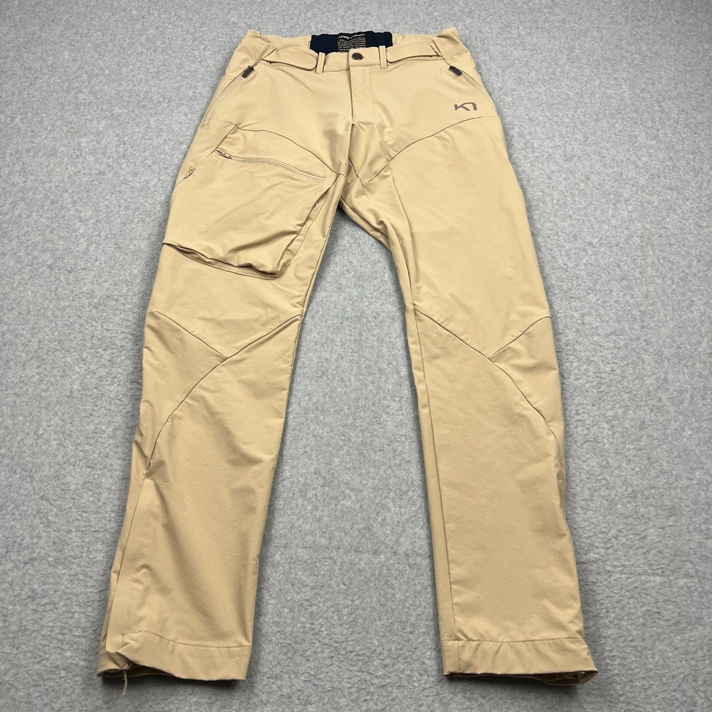 Kari Traa Voss Pants Women's Large Beige Cargo Vented 4-Way Stretch Taper Hiking
